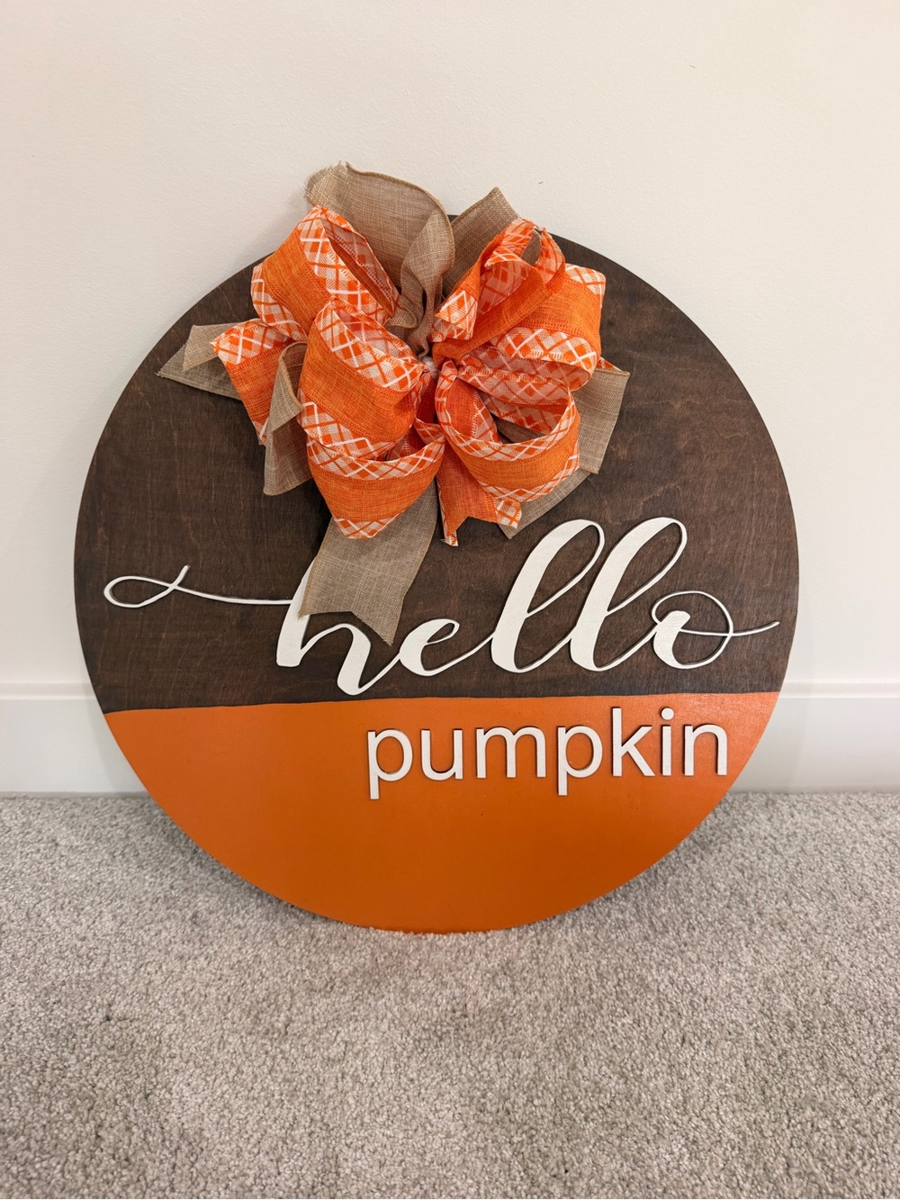 Hello Pumpkin Large Round Decor Sign - NWOT